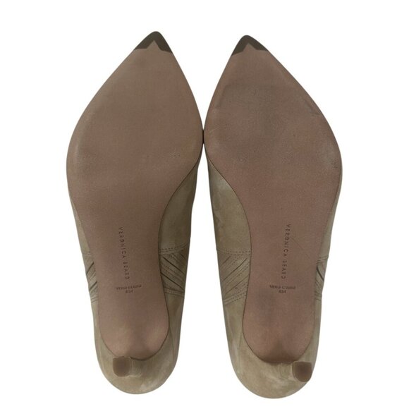 New Veronica Beard Lisa 95mm Sand Suede Leather Pointed Toe Chelsea Boots Size 8 - Picture 9 of 13